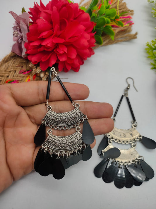 LC Jewelz Oxidized Silver Earrings - Unique & Stylish