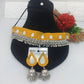 Mirror Work Yellow Ethnic Necklace and Earrings Set