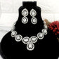 American Diamond Oval Choker Necklace and Earrings Set