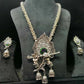 Krishna Flute Pendant Necklace and Earrings Set - Silver Oxidized Plating