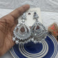 Exquisite Silver Oxidized Chandbali Earrings with Pearls