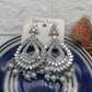 Exquisite Silver Oxidized Chandbali Earrings with Pearls