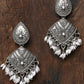 Oxidized Silver Pearls Floral Ethnic Drop Earrings