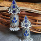 LC Jewelz Oxidized Silver Blue Earrings with Pearls