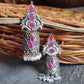 LC Jewelz Oxidized Silver Blue Earrings with Pearls