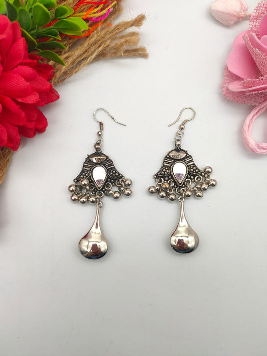 Oxidized Silver-Tone Teardrop Earrings