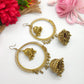Gold Oxidized Jhumkha Earrings - Elegant and Ethnic