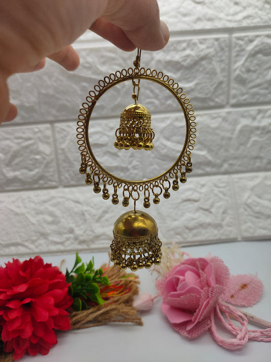 Gold Oxidized Jhumkha Earrings - Elegant and Ethnic