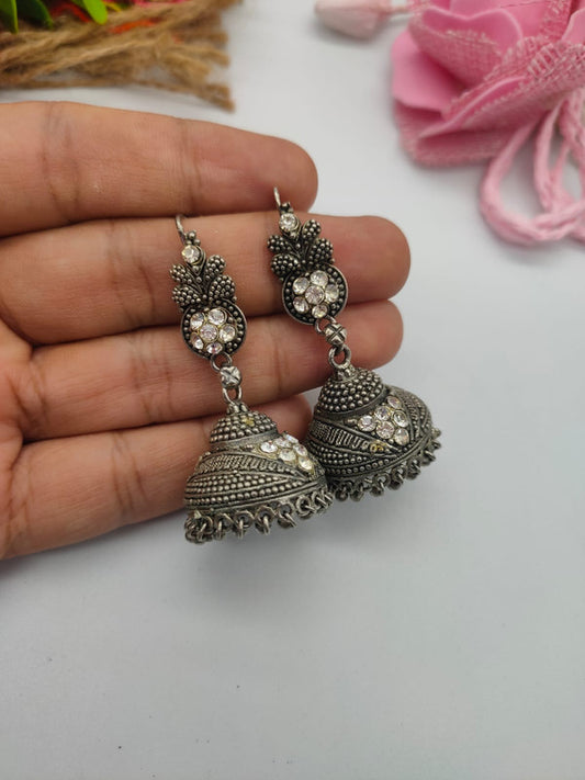 Oxidized Silver Jhumka Earrings - Perfect Gift for Her!