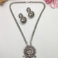 Krishna Flute Pendant Necklace and Peacock Drop Earrings Set