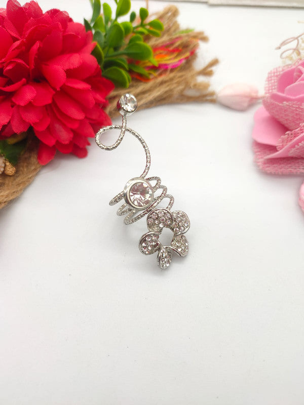 Elegant American Diamond Silver-Plated Finger Ring