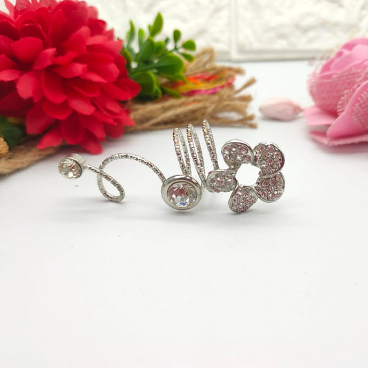 Elegant American Diamond Silver-Plated Finger Ring