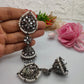Oxidized Silver Pearl Drop Earrings