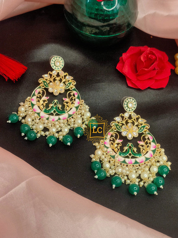 Sparkling Meenakari Chandbali Earrings