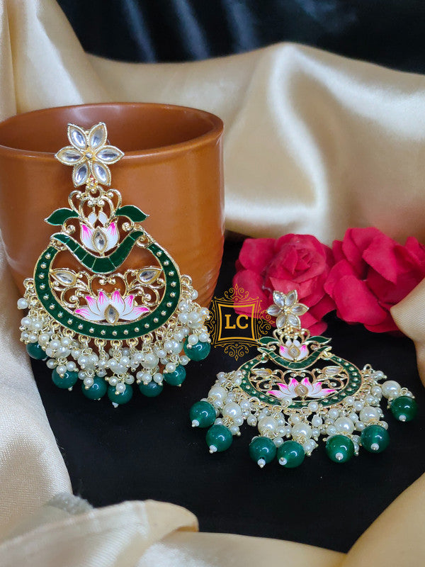 Sparkling Meenakari Chandbali Earrings