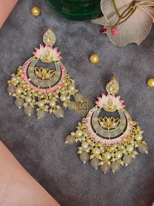 Sparkling Meenakari Chandbali Earrings