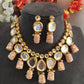 LC Traditional Gold-Plated Beads and Pearl Ball Studded Handcrafted Kundan Choker Necklace Set With Backside Meenakari