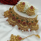 Traditional Maharashtrian Pearl Gold Plated Wedding Choker Jewellery Set