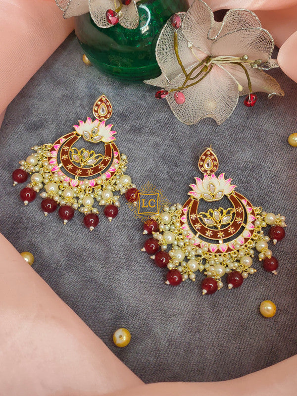 Sparkling Meenakari Chandbali Earrings