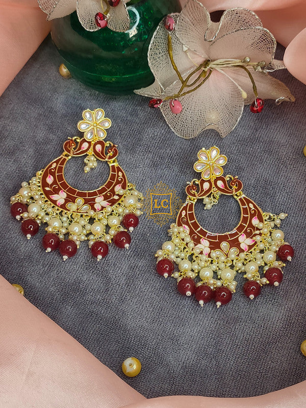 Sparkling Meenakari Chandbali Earrings