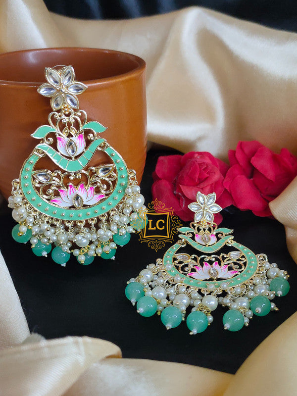 Sparkling Meenakari Chandbali Earrings
