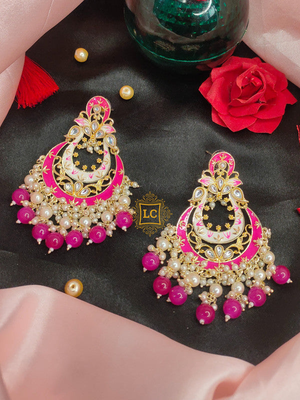 Sparkling Meenakari Chandbali Earrings