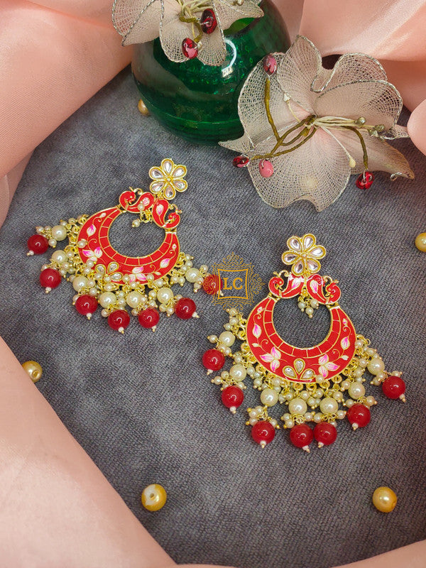 Sparkling Meenakari Chandbali Earrings
