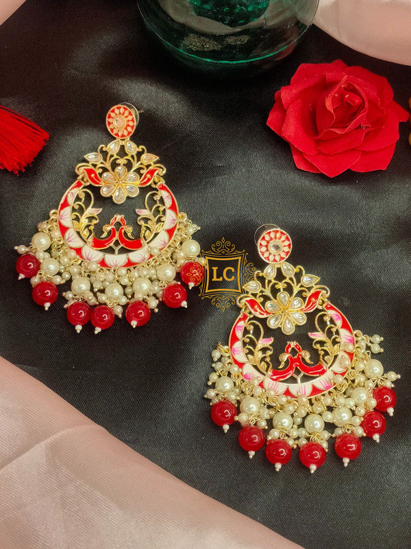 Sparkling Meenakari Chandbali Earrings