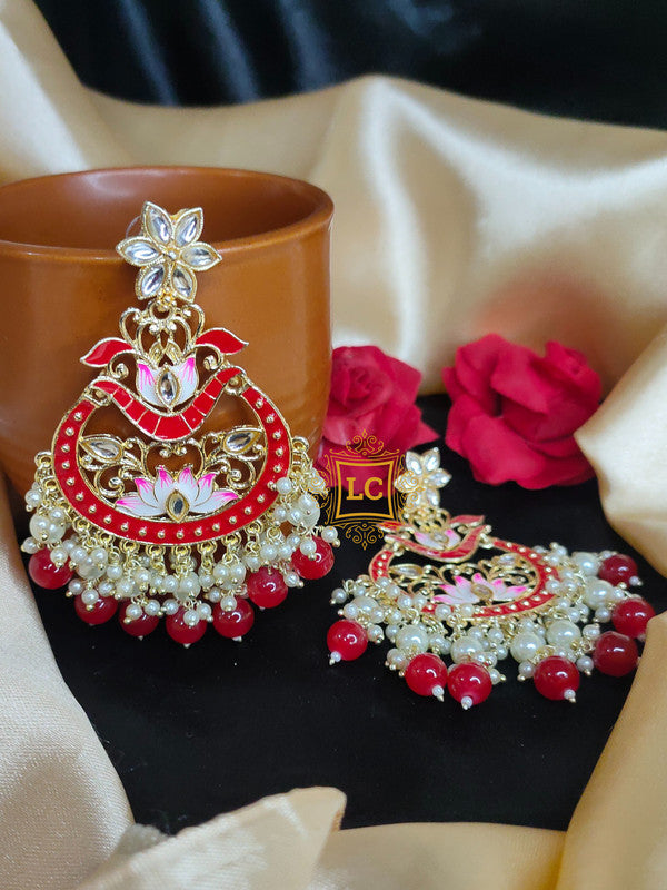 Sparkling Meenakari Chandbali Earrings