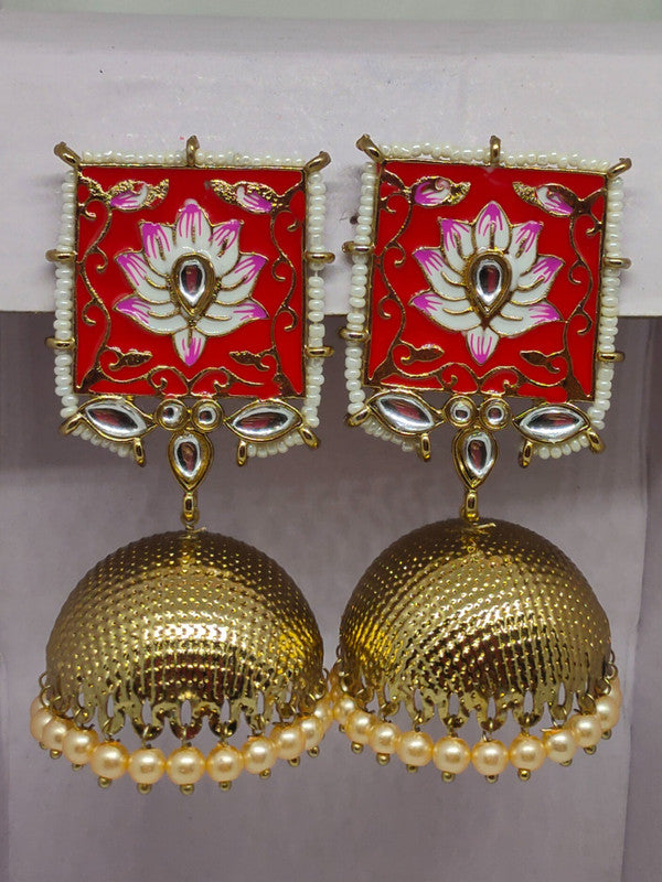 Sparkling Meenakari Jhumka Earrings