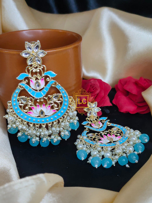 Sparkling Meenakari Chandbali Earrings