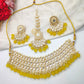 Kundan Beads Gold Plated Choker Necklace Set with Earrings and Maangtikka.