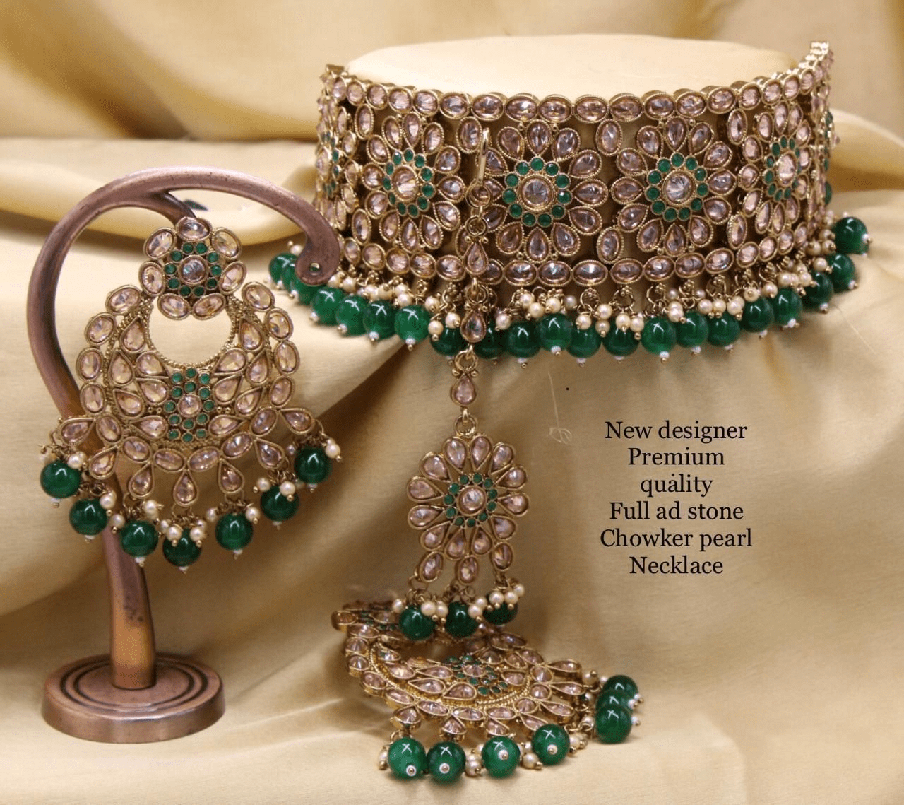 Full AD Diamond Stone Choker Pearl Necklace